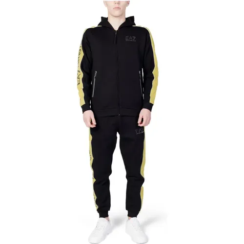 Training Sets, male, , Size: L Printed Hooded Tracksuit with Zip - Emporio Armani EA7 - Modalova