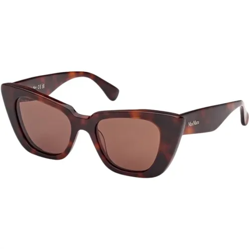 Lens Dark Havana Sunglasses , female, Sizes: 50 MM - Max Mara - Modalova