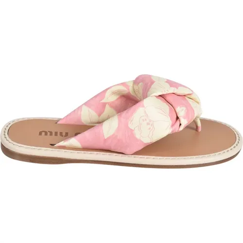 Flip Flops, female, , Size: 7 US Floral Printed Flip-Flops - Miu Miu - Modalova