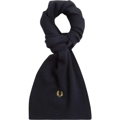 Winter Scarves, male, , Size: ONE SIZE Classic Merino Wool Knit Scarf - Fred Perry - Modalova