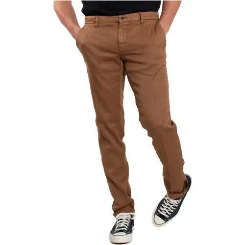 Slim Fit Chino Pants in Linen Blend , male, Sizes: S - Mason's - Modalova