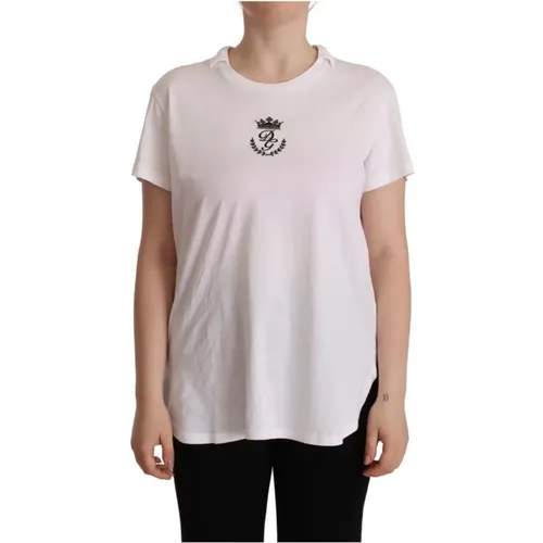 Weißes DG Crown Print Hemd mit Kragen - Dolce & Gabbana - Modalova