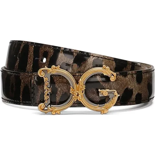 Belts, female, , Size: 75 CM Leopard Print Leather Belt - Dolce & Gabbana - Modalova