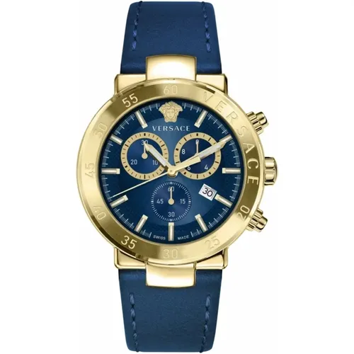 Chronograph Urban Mystique Leather Watch , male, Sizes: ONE SIZE - Versace - Modalova