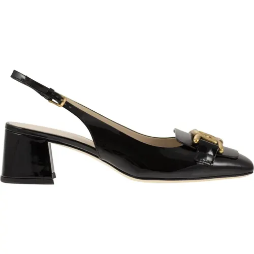 Slingback-Pumpe mit Eckiger Zehenkappe und Metallkette , Damen, Größe: 40 EU - TOD'S - Modalova