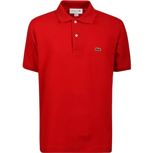 Klassisches Rotes Baumwoll-Polo-Shirt , Herren, Größe: M - Lacoste - Modalova