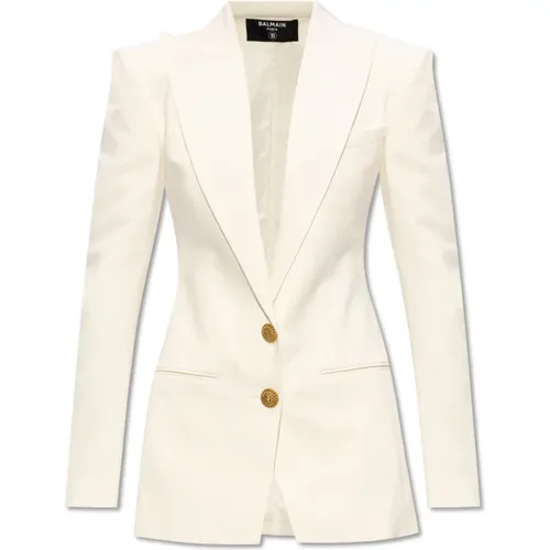 Blazers, female, , Size: M Single-breasted blazer - Balmain - Modalova