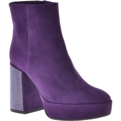 Ankle boots in violet suede , female, Sizes: 5 UK, 5 1/2 UK, 3 UK - Baldinini - Modalova