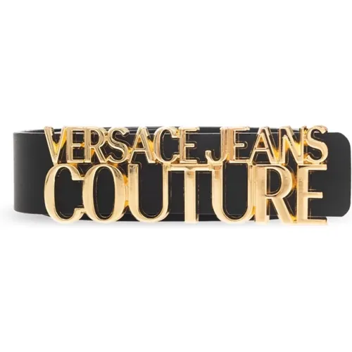 Goldenes Logo-Leder-Gürtel , Damen, Größe: 75 CM - Versace - Modalova