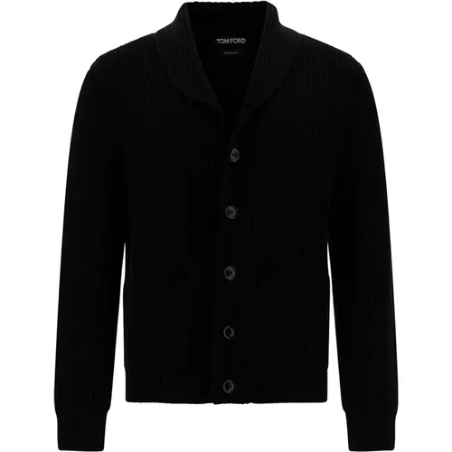 Cardigans, male, , Size: 2XL Sweaters - McQueen Cardigan Merino and Lana - Tom Ford - Modalova