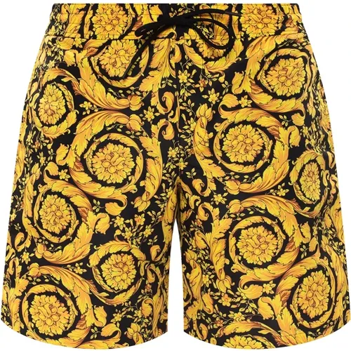 Beachwear, male, , Size: XL Barocco-printed swim shorts - Versace - Modalova