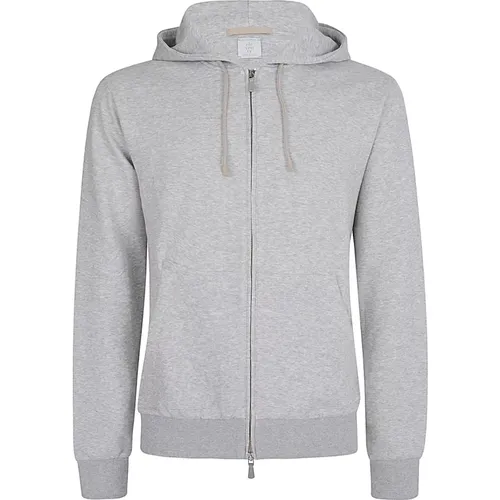 Zip-throughs, male, , Size: L Hooded Cotton Cashmere Silk Sweatshirt - Eleventy - Modalova