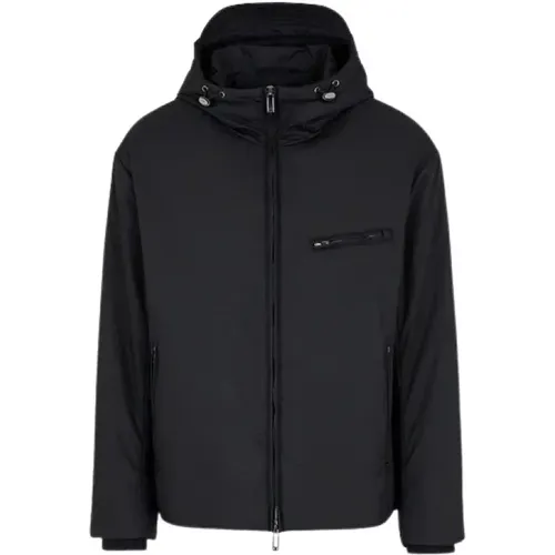 Zip Hooded Nylon Blouson Jacket , male, Sizes: 3XL, L, M, XL - Emporio Armani - Modalova