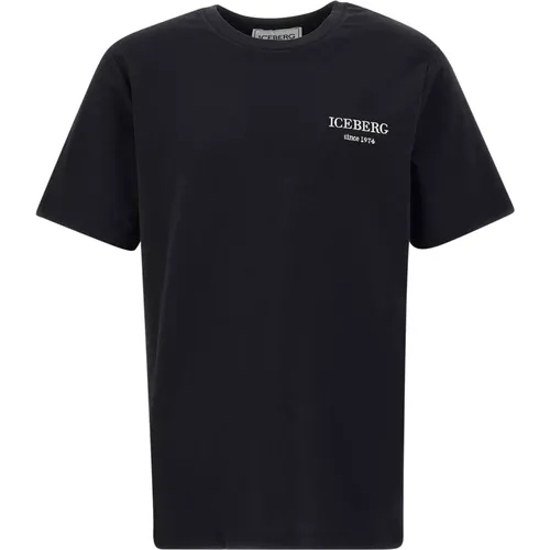 Cotton Jersey T-Shirt with White Logo , male, Sizes: L, XL, S - Iceberg - Modalova