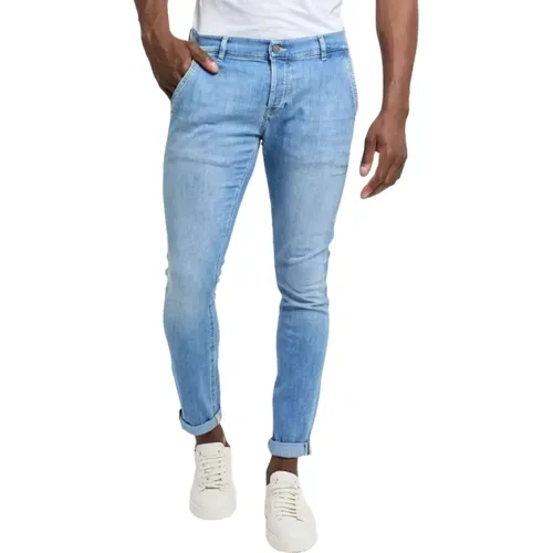 Blaue Skinny Fit Jeans Amerikanischer Stil , Herren, Größe: W38 - Dondup - Modalova