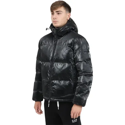 Gepolsterte Schwarze Daunenjacke , Herren, Größe: XL - Emporio Armani EA7 - Modalova