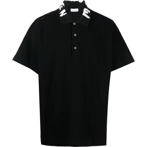 Graffiti Collar Logo Oversized Polo Shirt , male, Sizes: 2XL, S - alexander mcqueen - Modalova