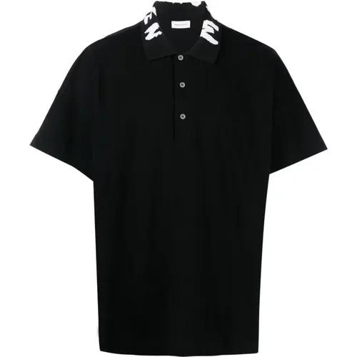 Graffiti Collar Logo Oversized Polo Shirt , male, Sizes: XL, 2XL, L, M, S - alexander mcqueen - Modalova