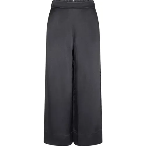 Elegant Satin Crepe Pants 154700 Black , female, Sizes: XS, L, M, S - MOS MOSH - Modalova