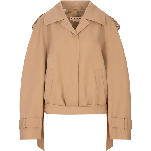 Single-Breasted Coats, female, , Size: S Cotton Woman Coat - Marni - Modalova