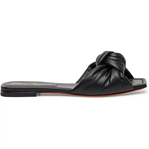Luxurious Leather Slide Sandal with Knot , female, Sizes: 3 UK, 4 UK - Santoni - Modalova