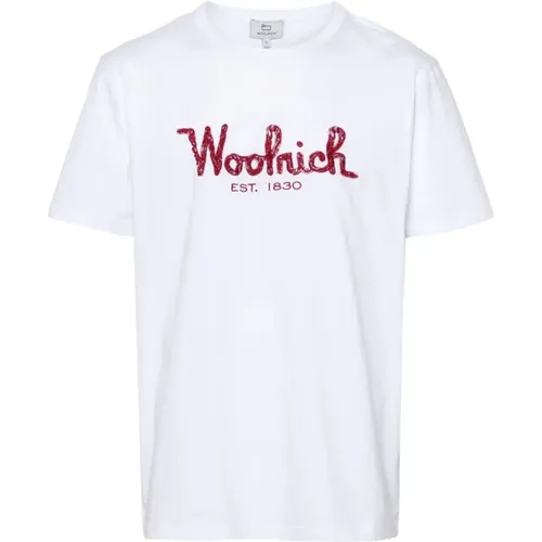 Besticktes Logo T-Shirt , Herren, Größe: L - Woolrich - Modalova