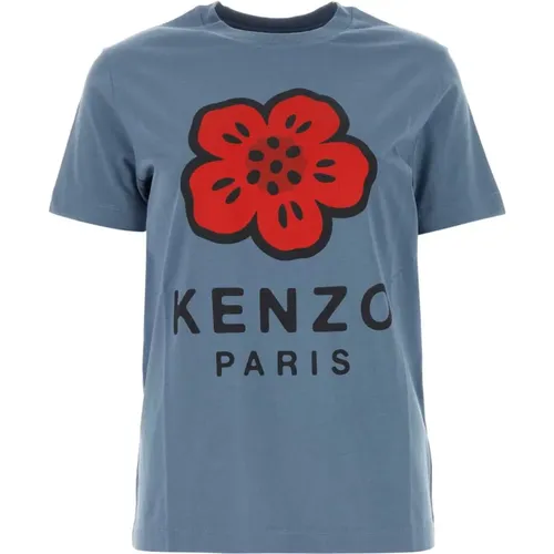 Blaues Baumwoll-T-Shirt , Damen, Größe: L - Kenzo - Modalova
