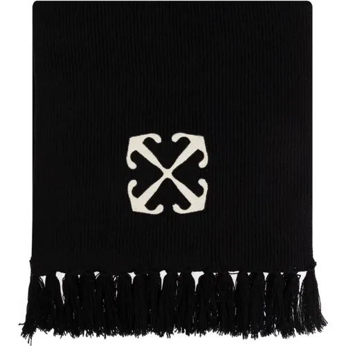 Winter Scarves, male, , Size: ONE SIZE Scarf with fringes - Off White - Modalova