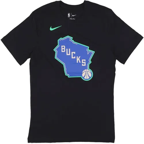 Milwaukee Bucks Logo Tee Schwarz , Herren, Größe: 2XL - Nike - Modalova