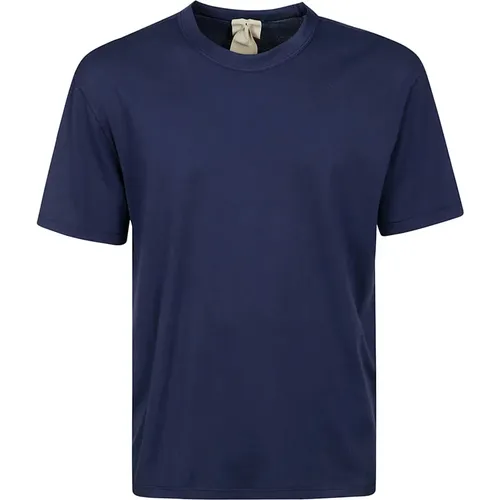 Blaues Baumwoll-Halbarm-Regular-Fit-T-Shirt , Herren, Größe: S - Ten C - Modalova
