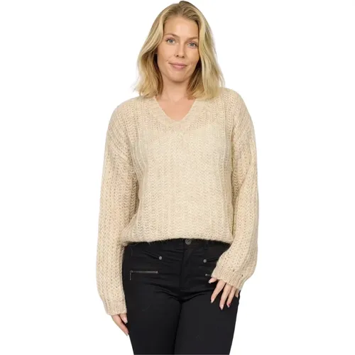 Soft Knit Sweater with V-Neck , female, Sizes: 2XL, S, L - 2-Biz - Modalova