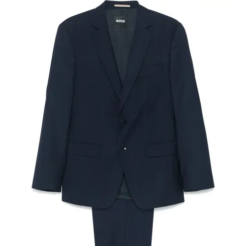 Single Breasted Suits, male, , Size: M Slim Fit Wool Suit with 2 Buttons - Hugo Boss - Modalova