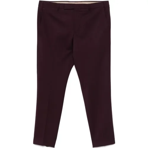 Cropped Trousers, male, , Size: XL Bordeaux Wool Blend Tailored Pants - Pt01 - Modalova