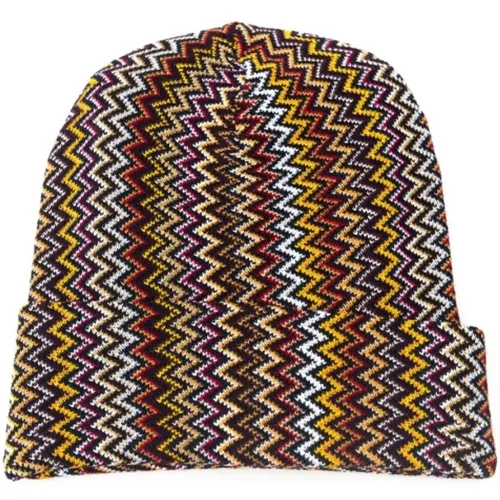 Beanies, male, , Size: ONE SIZE Geometric Pattern Colorful Hat Accessory - Missoni - Modalova