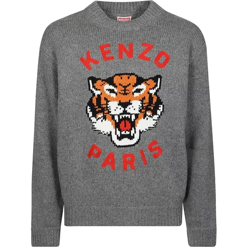 Round-neck Knitwear, male, , Size: M Lucky Tiger Sweater - Kenzo - Modalova