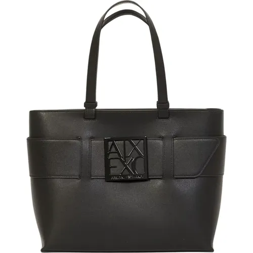 Shopping Bag with Logo Zip , female, Sizes: ONE SIZE - Armani Exchange - Modalova