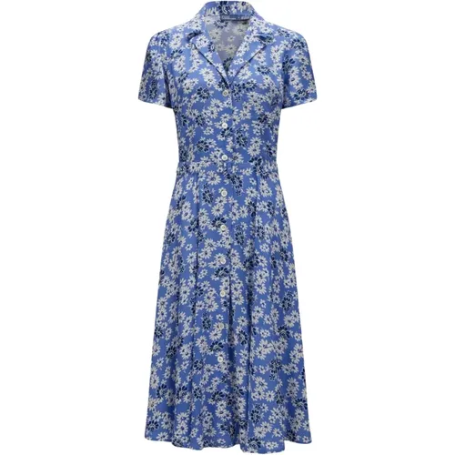 Blau Weiß Blumenhemd Kleid , Damen, Größe: 3XS - Ralph Lauren - Modalova