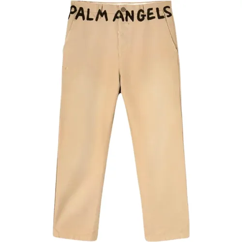 Chinos, male, , Size: L Black Chino Pants - Palm Angels - Modalova