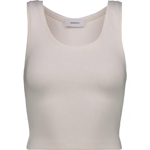 Ribbed Jersey Cotton Crop Sleeveless Top , female, Sizes: XS - Wardrobe.nyc - Modalova