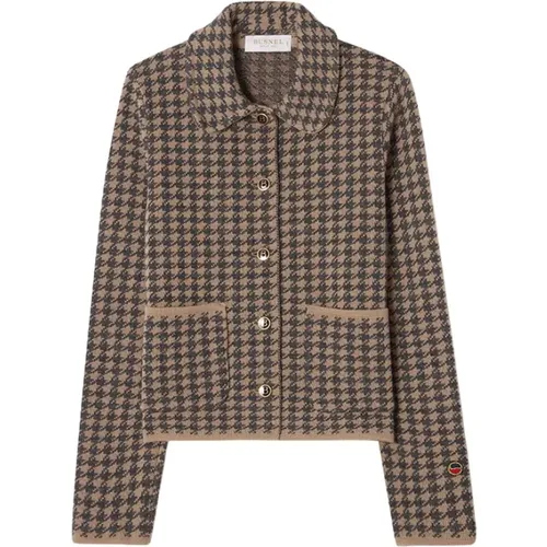 Maxine Dogtooth Jacket Salty Caramel/Antracite , female, Sizes: S, L, M, XL - Busnel - Modalova