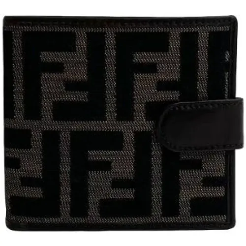 Pre-owned Wallets, male, , Size: ONE SIZE Pre-owned FF Canvas Leather Bifold Wallet - Fendi Vintage - Modalova