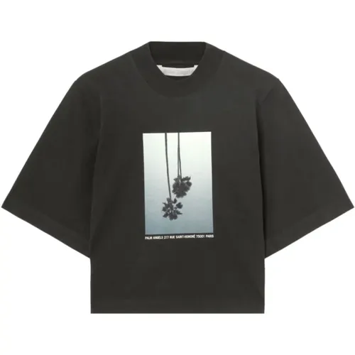 Schwarzes Mirage Baumwoll T-Shirt , Damen, Größe: S - Palm Angels - Modalova