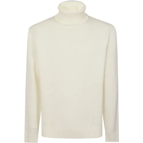 Turtlenecks, male, , Size: XL High-neck Wool Sweater in Cream - Zanone - Modalova