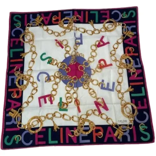 Pre-owned Scarves, female, , Size: ONE SIZE Pre-owned Silk Scarf - Celine Vintage - Modalova