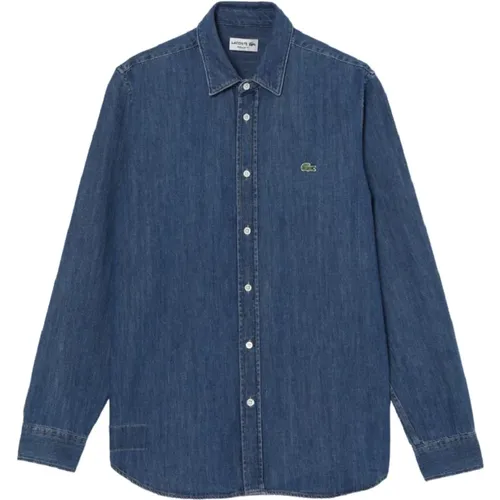 Blaue Denim Hemd Iconic Look , Herren, Größe: M - Lacoste - Modalova