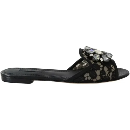 Spitze Juwel Blumen Mules , Damen, Größe: 35 1/2 EU - Dolce & Gabbana - Modalova