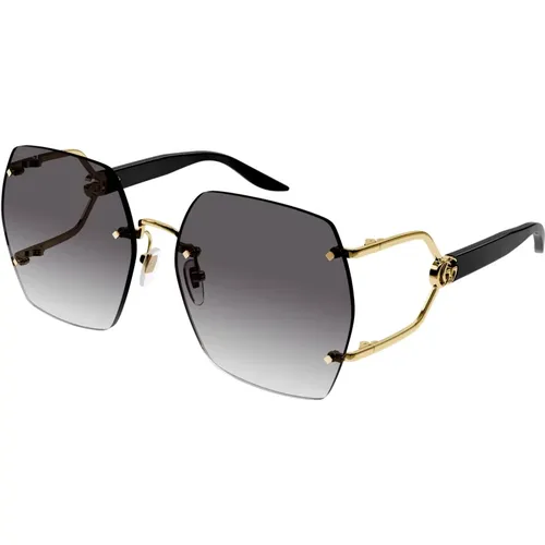 Schwarze/Grau getönte Sonnenbrille , Damen, Größe: 62 MM - Gucci - Modalova