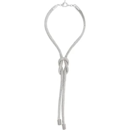 Silver Rope T-Bar Knot Necklace , female, Sizes: ONE SIZE - Fabiana Filippi - Modalova