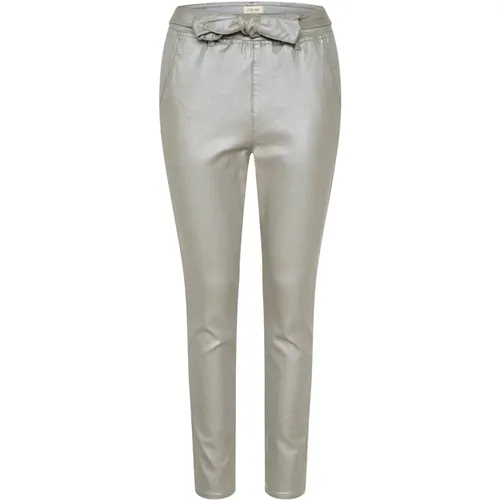 Baggy Pant Silver Grey Coating , female, Sizes: M - Cream - Modalova