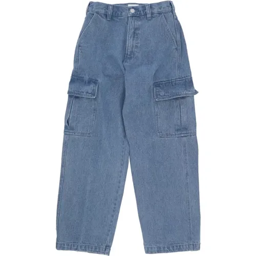 Cargo Denim Pants Wide Leg , male, Sizes: W32, W33 - Obey - Modalova